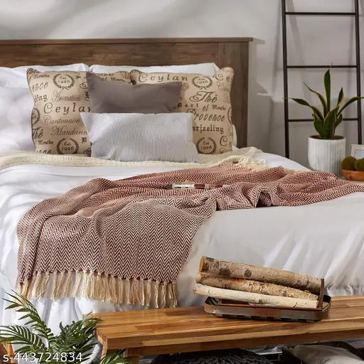 Lavender cotton throw blanket, soft plush single layer ideal for bed, couch, and sofa chair