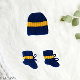 Wool baby sweater set with cap & socks for boys/girls (self-design), warm winter wear (India)