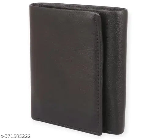 Black formal PU leather men's wallet, 5 card slots, neat & useful compartments, sleek design