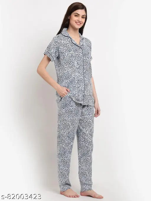 Boston Club printed rayon nightsuit for women, short-sleeved pyjama on hanger" (117 characters)