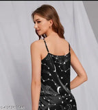 Black modal PUSHBELA women's lace trim pajama set, short sleeveless sleepwear with drawstring waist - stylish nighty set