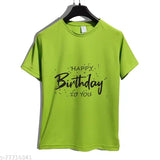 Classic polyester Happy Birthday T-shirt, short sleeves, printed design, ideal for men's casual or sportswear
