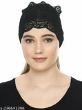 Black stretchable lace hijab cap, pack of 5