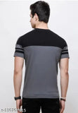 Trendy lightweight cotton colorblocked round neck t-shirts for men, short sleeves, India-made