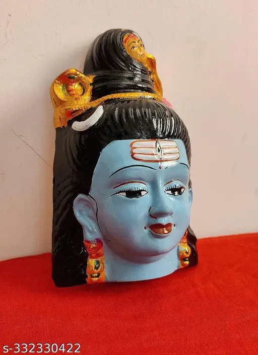 Metal Shiva idol, 7.5 inches x 5 inches, Indian handcrafted Shiva face for pooja or home decor