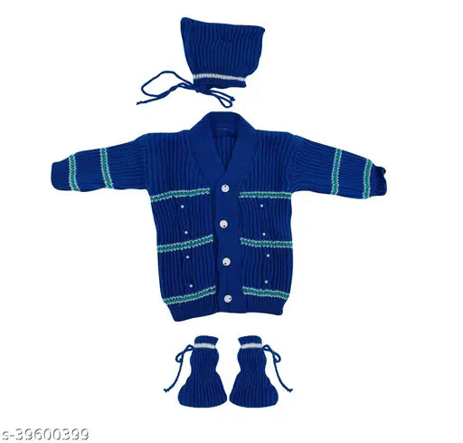 Wool striped sweater for boys, 0-6 months, Indian-made