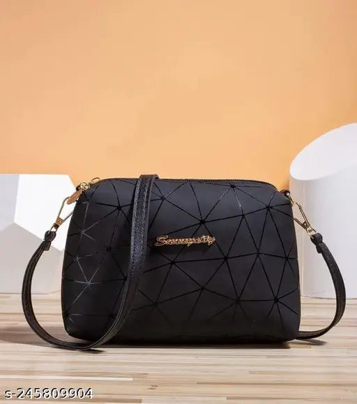 Black printed crossbody sling bag