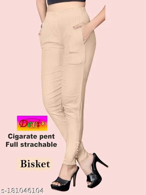Fashionable cigarette pocket women's pants pink beige, waistband pockets for cigarettes