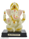 Hand-crafted poly resin Ganesha Idol, embellished with goldwork, 11cm x 8cm x 6cm, perfect for home decor or gifting