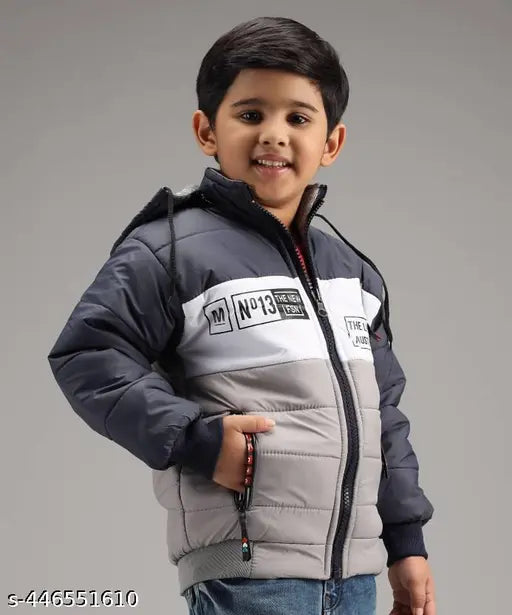Aqua blue nylon jacket for boys, front pocket