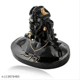 Black polyresin Adi Yogi Shiva statue for car dashboard, home pujaghar or office decor - 15 cm tall