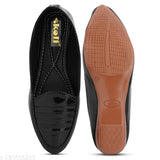 Black patent leather SKOLL Shiney Pointy Bellies for women, slip-on style casual footwear with a modern design