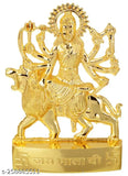 Golden Zinc Goddess Durga Idol (5x1x7cm) for temple and home decor, intricately designed for religious and decorative purposes