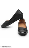Synthetic black women's ballerinas - slip-on style, versatile design for everyday comfort and elegance. Made in India
