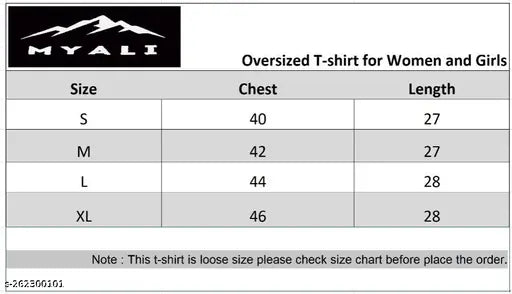 Oversized Lavender Myali T-Shirt, Fashionable Biowash T-Shirt for Women and Girls, 3M Size S, Chest, Length: 40, 28, 36