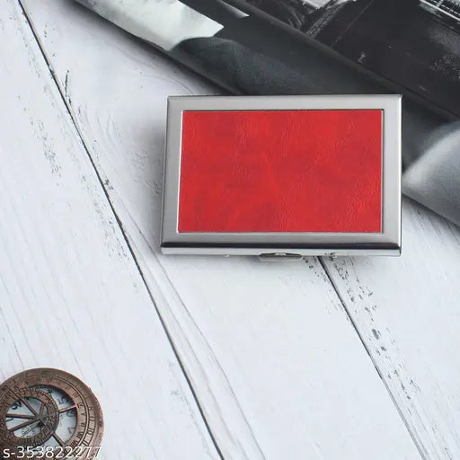 Solid steel RFID protected cardholder, perfect for boys, men, and women. Five compartments, ideal for debit/credit cards, Aadhar Card, business cards, and more. Easy click button closure