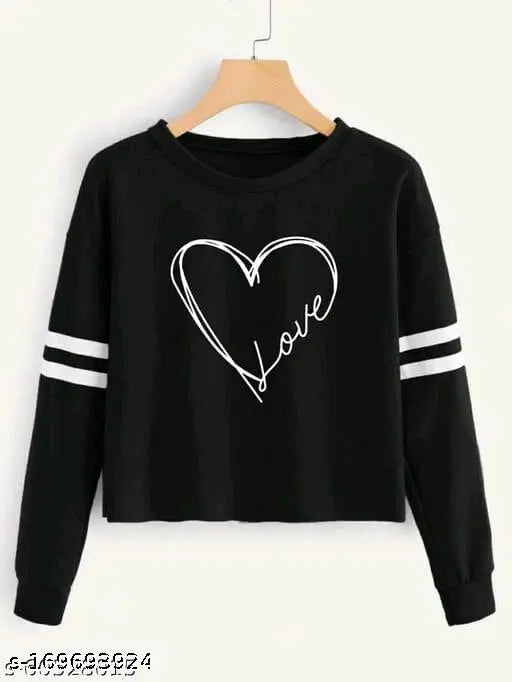 Cotton blend long-sleeve printed t-shirt for women, showcasing the latest stylish design made in India