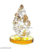 Gold crystal two-faced Ganesha statue, home temple decoration, Vastu compliant, car dashboard adornment