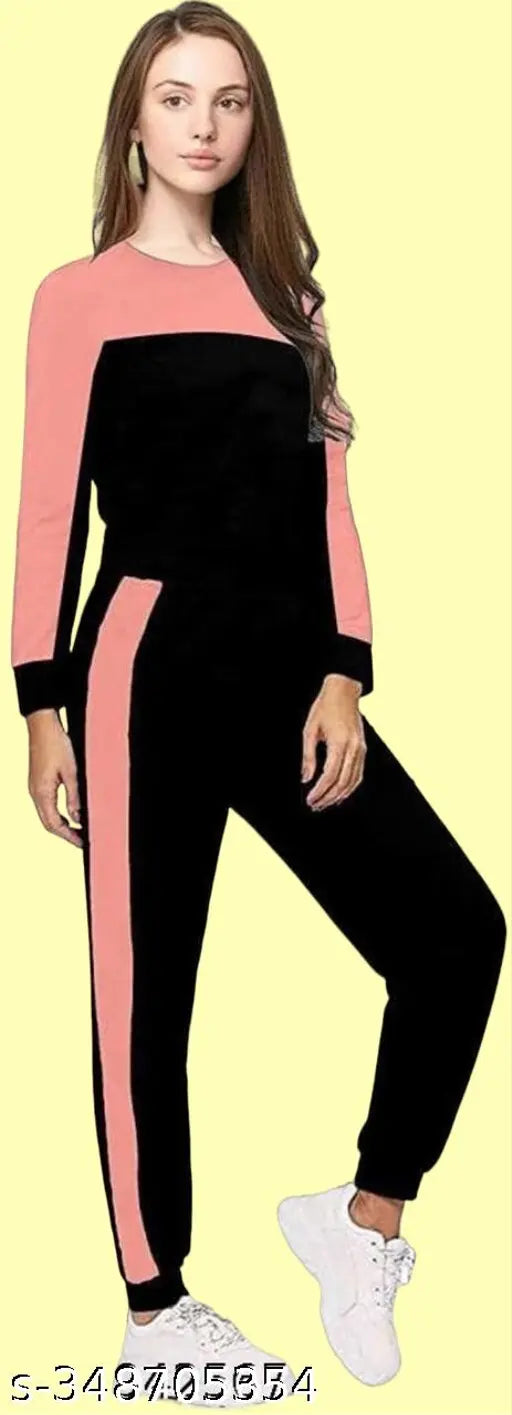 Women's striped summer cotton blend tracksuit with long sleeves, coordinated set for activewear, gym, yoga, or sports. New design available in sizes S to XXL. Made in India