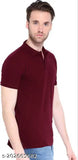 Maroon cotton blend men's polo neck t-shirt, durable stitch, regular fit for all seasons
