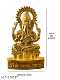 Graceful metal Ganesha idol, Indian handcrafted figurine, 10cm x 10cm x 7cm