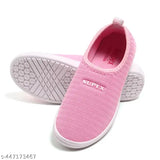 Pink velvet slippers with black soles