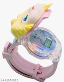 Blinky, plastic toy 3D face on a digital watch, glowing eyes, Aahil Trader's new gadget