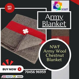 Brown and white wool Swiss Army blanket with red stripe and cross, perfect for emergencies or home use, 60 x 80 inches, made in India