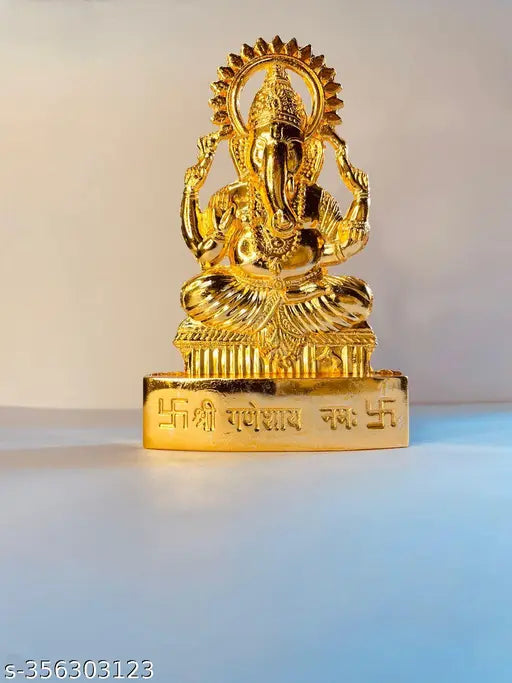 Metal God idols: Ganesha Ji, Laxmi Ji, Durga Ji, Saraswati Ji, Hanuman Ji, Shiv Ji, Radha Krishna Ji, GAI Krishna Ji - 8 pcs (5x1x7 cm each), Indian origin