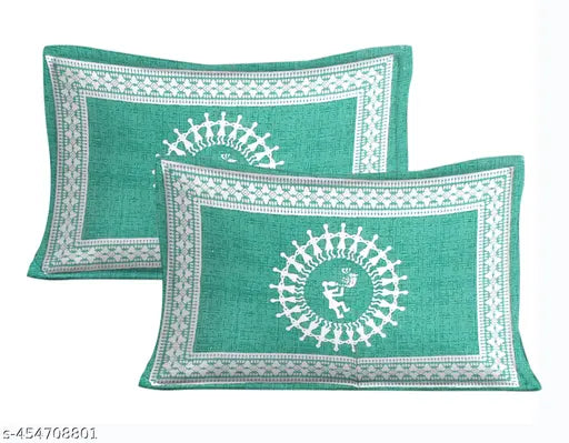 Superfine cotton botanical flat sheets set, 2 pillow covers included for gifting, ideal for summer - Made in India