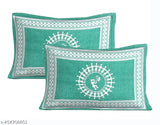 Superfine cotton botanical flat sheets set, 2 pillow covers included for gifting, ideal for summer - Made in India