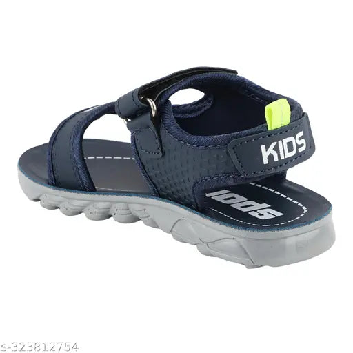 Black and yellow AIIRFAX unisex child's sandal, adjustable straps, Velcro closure, printed soles