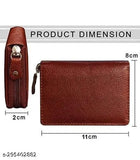 Brown leather multi-slot wallet with zipper for men, ideal for carrying cards and cash securely. Made in India