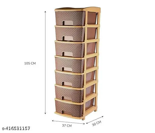 ELIGHTWAY MART 7 compartment brown plastic drawer organizer for home, kitchen, office