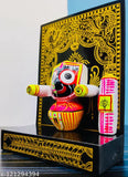 Vignu handicrafts wooden statue, blue color, marbled wood, Indian deity