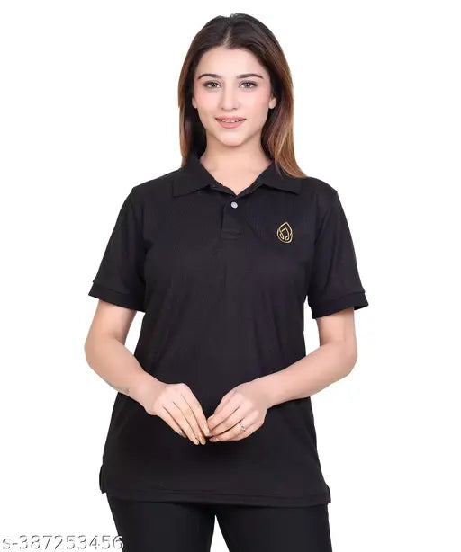 Women's premium golf polo t-shirt, lightweight, quick dry, wrinkle-free, feather touch feel, solid color, India origin
