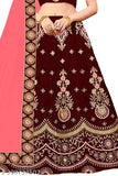 Embroidered satin lehenga choli with net dupatta, short sleeves, for children aged 2-15 years, Indian traditional wear