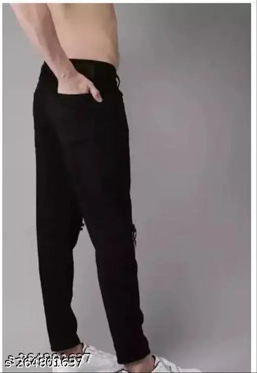 Men's black denim knee cut jeans, solid pattern, high-quality, size 28/30/32, India origin