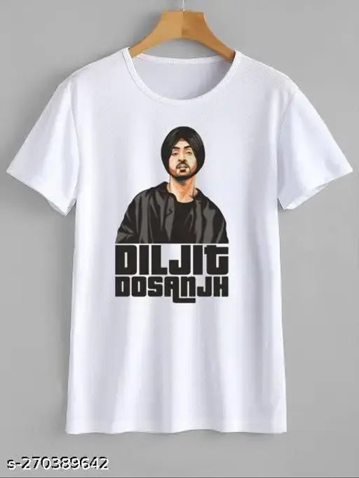 Polyester t-shirt with Diljit Dosanjh print, short sleeves, India origin