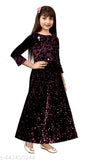 Linen three-quarter sleeve printed party dress for kids (3-4 yrs: bust 22in, length 26in; 4-5 yrs: bust 24in, length 28in; 5-6 yrs: bust 25in, length 29in), handcrafted in India