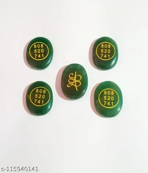 Green Crystal Stone Pack (5): Swara Agate, Jade, Aventurine - Feng Shui Prosperity Symbols for Money & Good Luck