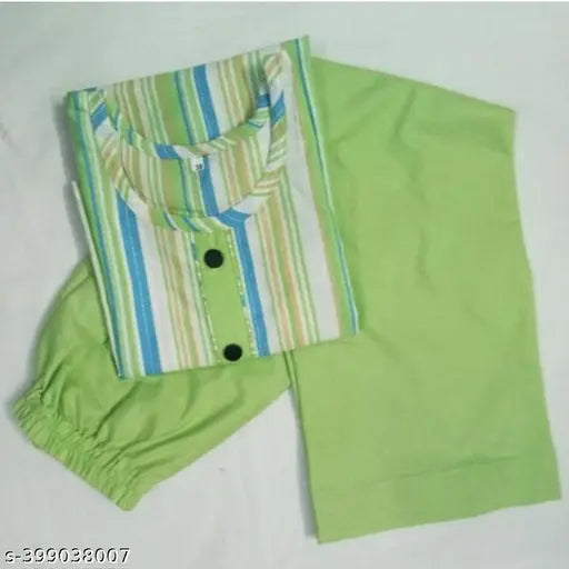 Trendy green cotton kurti set with Plazo and dupatta, traditional Indian designer pant suit with unique Kruti Frill Neck, premium quality, stylish for any occasion