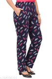 Purple floral pattern women's lower pyjama set, elastic waistband