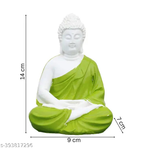 Olive polymarble handcrafted Buddha statue (5.5-inch) on desk or dashboard, perfect for gifting or home decor