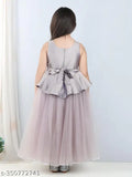 Mauve net peplum dress, sleeveless, for kids' parties, Indian made