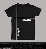 Black cotton tee shirt with large print graphic and white background