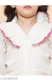 Pink & White chanderi silk Lehenga-choli set, three-quarter sleeve v-neck blouse with matching dupatta, India origin