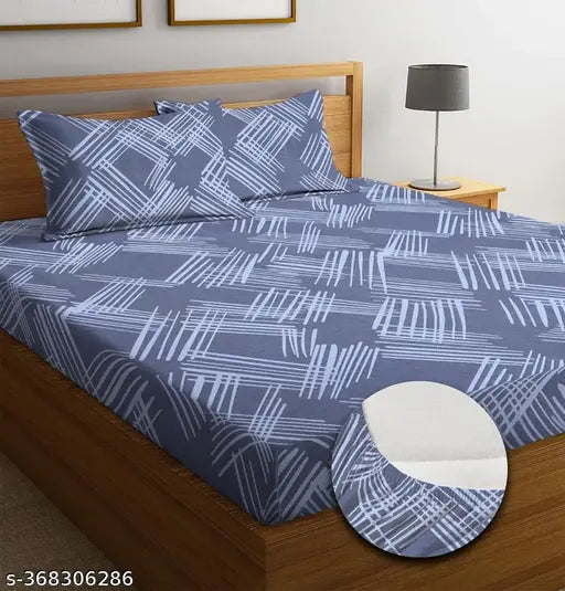 Double bed premium cotton checks, RD FABS 210 TC Supersoft fitted sheets with 2 pillow covers for 78x72+10 mattress