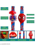 Spider Man multicolor LED digital watch with music tune and face cover boys kids glowing light