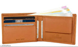 Buff Hide Leather RFID Protected Stylish Wallet, textured net design, 2 compartments for men, free size (11cm x 9cm)